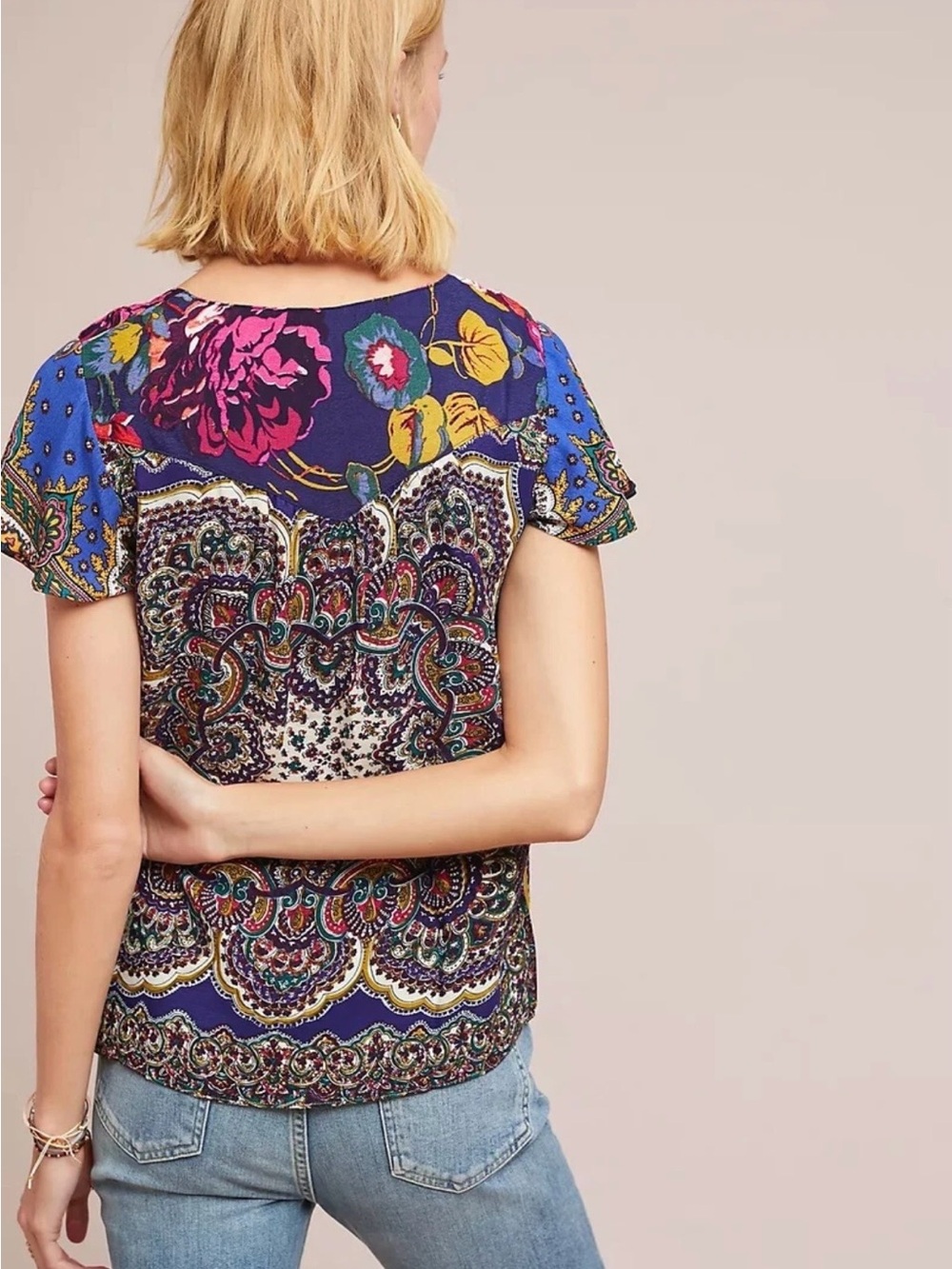 Anthropology Moulinette Soeurs Teresita Scarf- Print Top